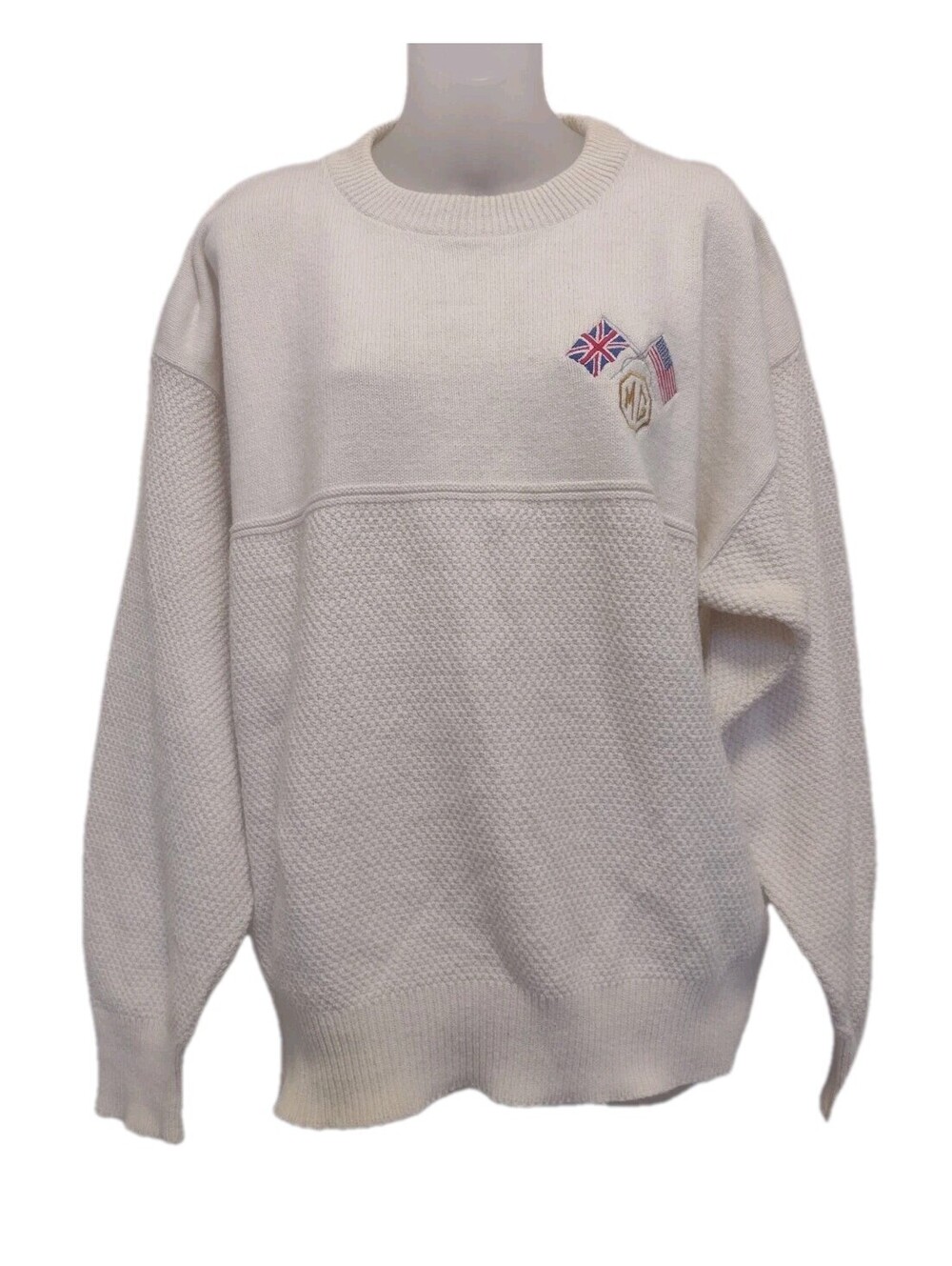 Vintage 1990s Mens Andrew Rohan MG Sweater Large Cotton British Car USA